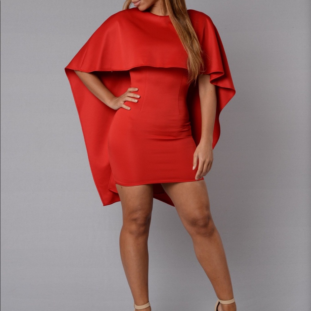 Red cap dress